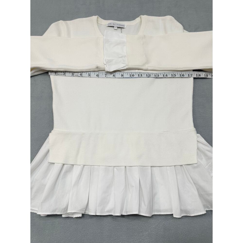 English Factory Creamy Ivory Ruffle Hem Long Sleeve Knit Sweater Top Size Small - Picture 7 of 8